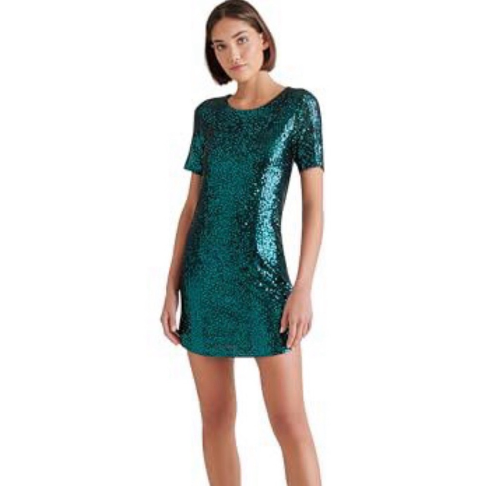 Steve Madden Green Sequin Marcella Mini Dress NWT Size Small